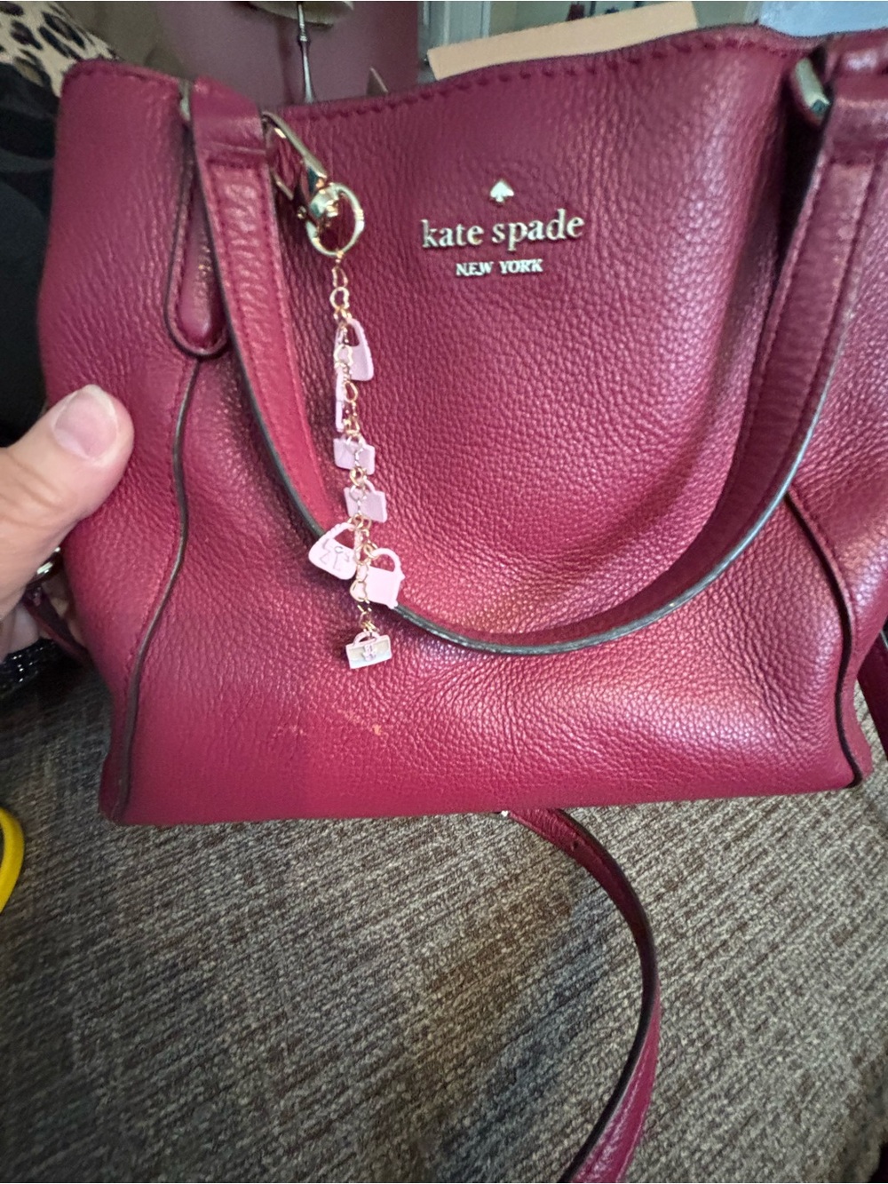 kate spade pebbled leather tote in raspberry pink